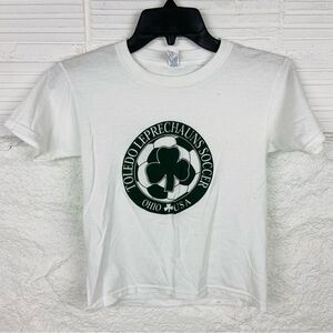 TOLEDO LEPRECHAUNS SOCCER ohio USA white short sleeve shirt size unisex small